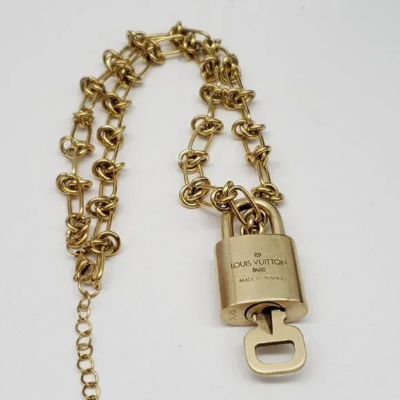 Louis Vuitton Gold Padlock w/Unbranded Stainless Steel 18k Plated Chain&Bracelet - Picture 10 of 13